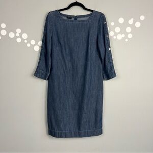 Talbots Striated Denim Shift Dress Size 2